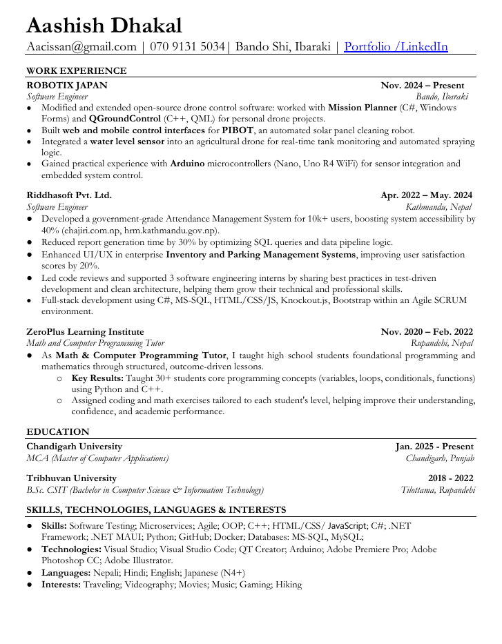 Aashish Dhakal CV